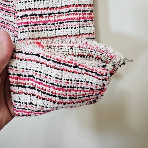 Rebecca Taylor Tweed Peplum Blazer Pink Size 4 - Picture 4 of 8